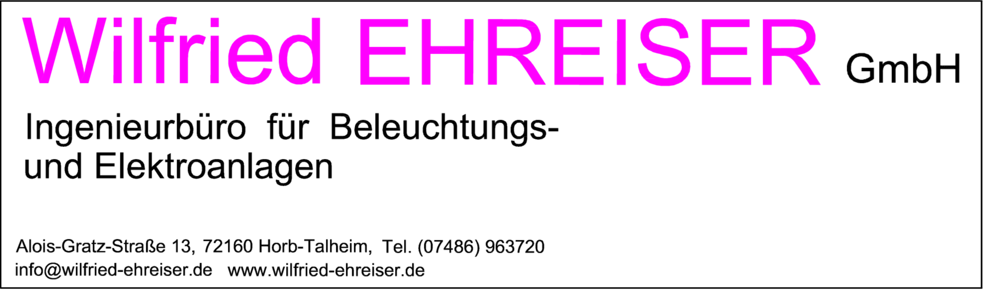 Logo der Firma Wilfried Ehreiser GmbH, Ingenieurbüro für Beleuchtungs- und Elektroanlagen